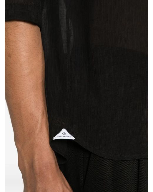 Tagliatore Black V-Neck Shirt for men