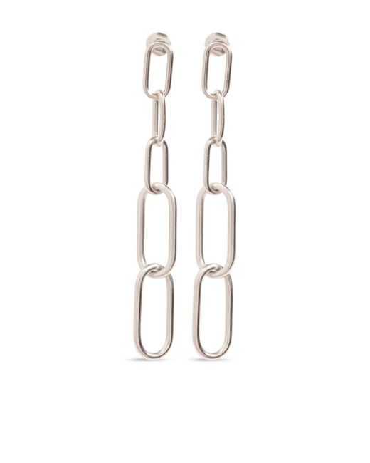 MM6 by Maison Martin Margiela White Paperclip-chain Drop Earrings