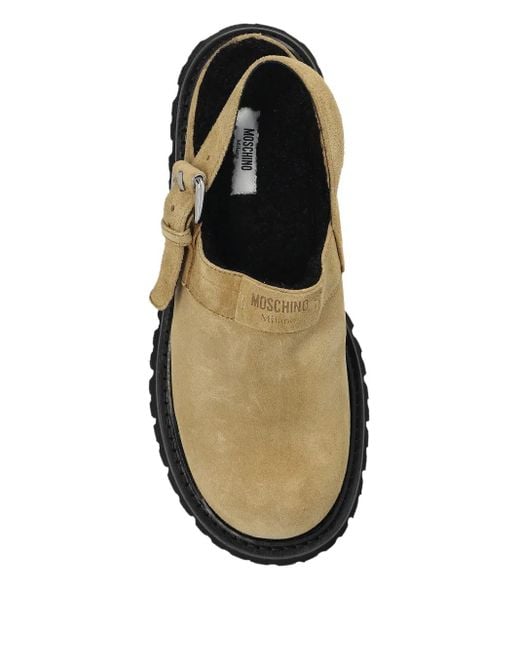 Moschino Natural Buckle Strap Mules