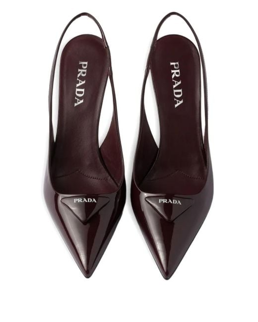 Prada Brown Patent Leather Slingback Pumps 75