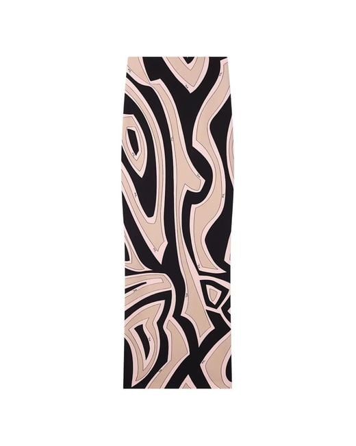 Emilio Pucci White Labirinto Print Long Fitted Skirt