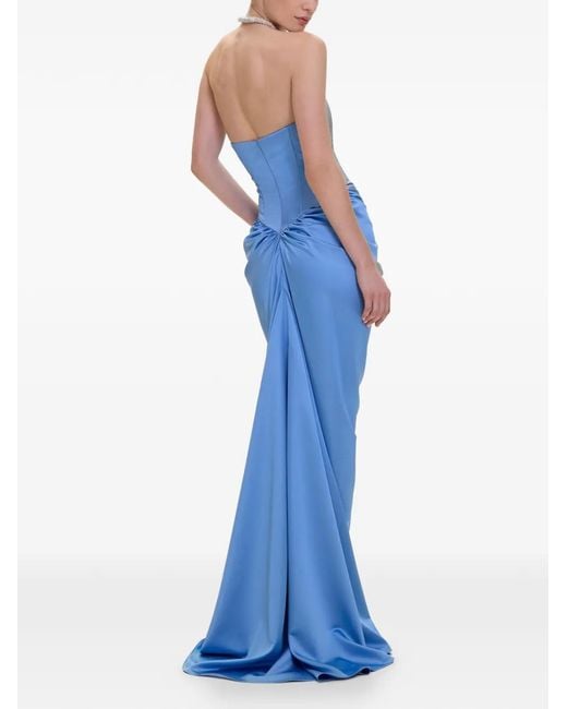 V:PM ATELIER Blue Flavia Ruched Corset Dress