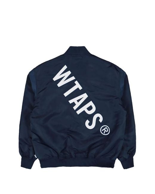 (w)taps Blue Logo-Printed Bomber Jacket for men