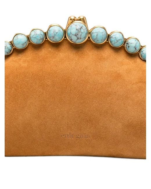 Cult Gaia Orange Pochette En Daim À Ornement En Pierre