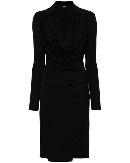 Robe froncee à design drapé Pinko en coloris Black