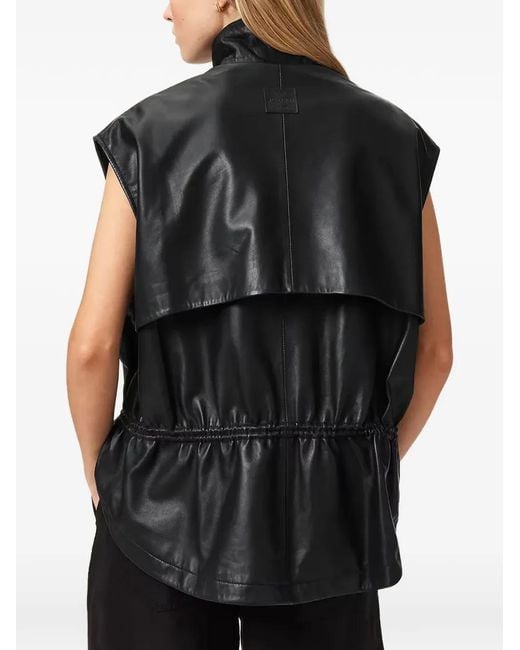 AllSaints Black Flor Leather Gilet