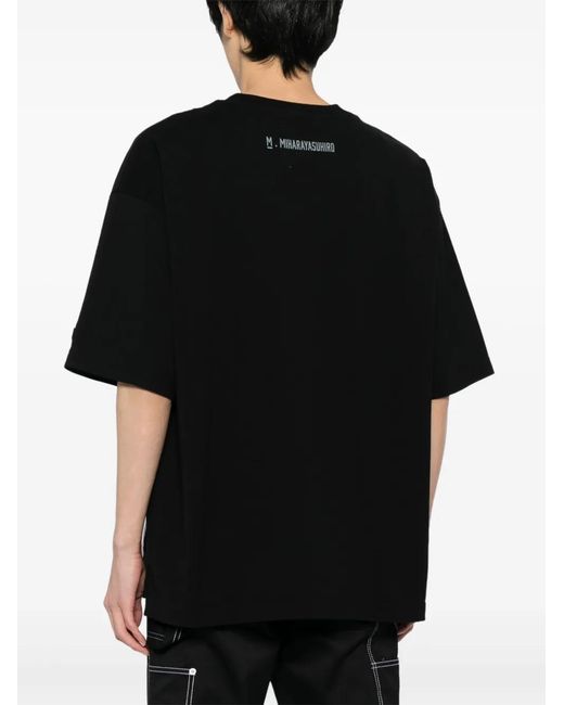 Maison Mihara Yasuhiro Black Graphic-Print Cotton T-Shirt for men