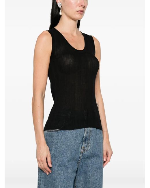 Nackiyé Black Ribbed Sheer Top
