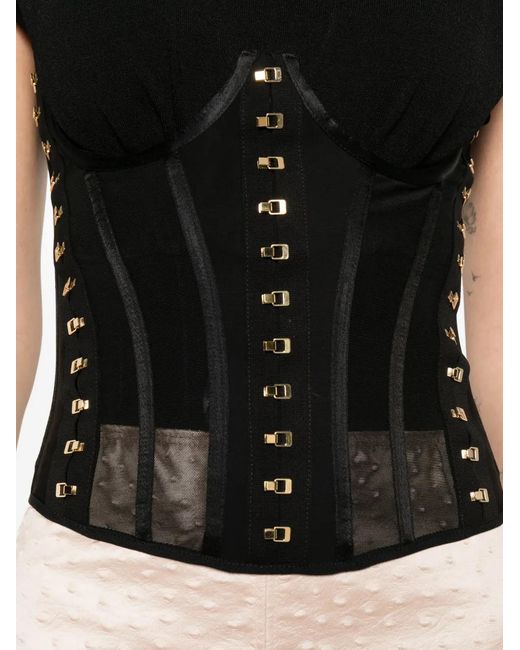 Elisabetta Franchi Black Metal Detail Corset