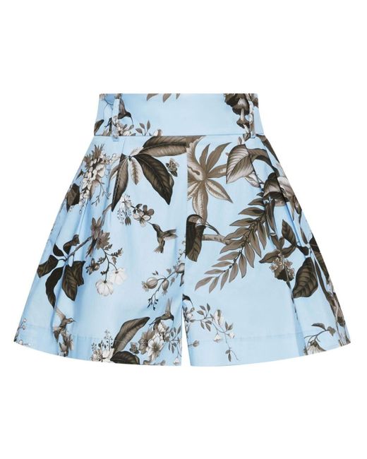 Pantalones cortos con estampado botánico Oscar de la Renta de color Blue