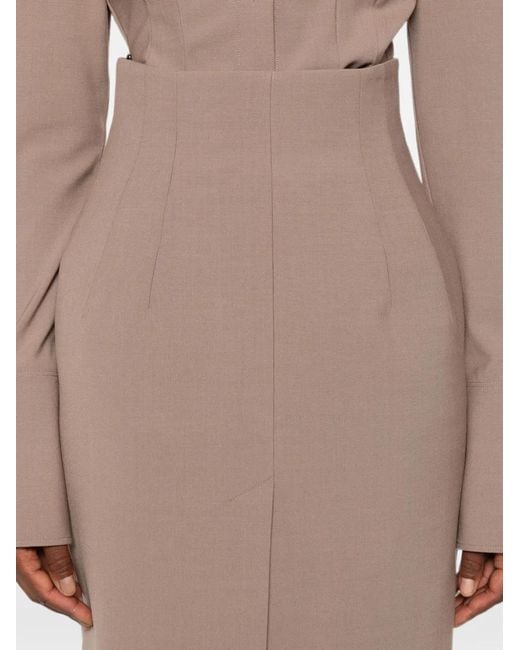 Mugler Natural Zip-Up Midi Skirt