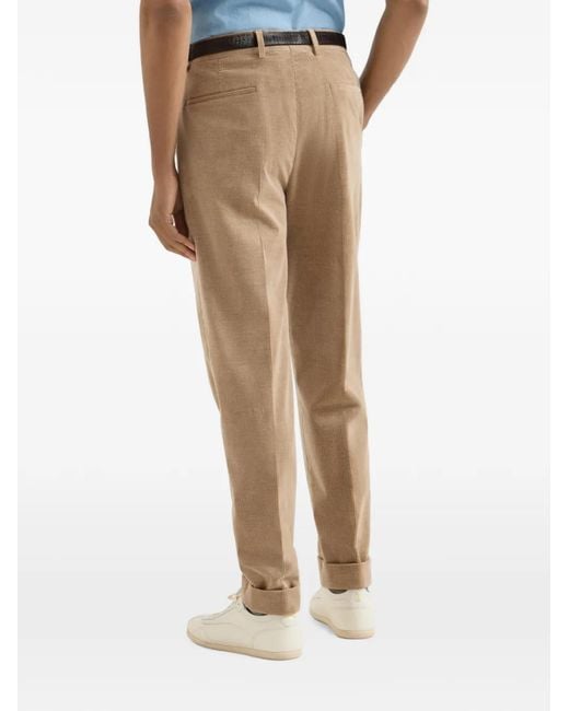 Brunello Cucinelli Natural Comfort Cotton And Cashmere Corduroy Trousers With Pleat for men