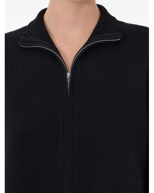 Loulou de Saison Black Gabi Zipped Stand-Collar Cardigan