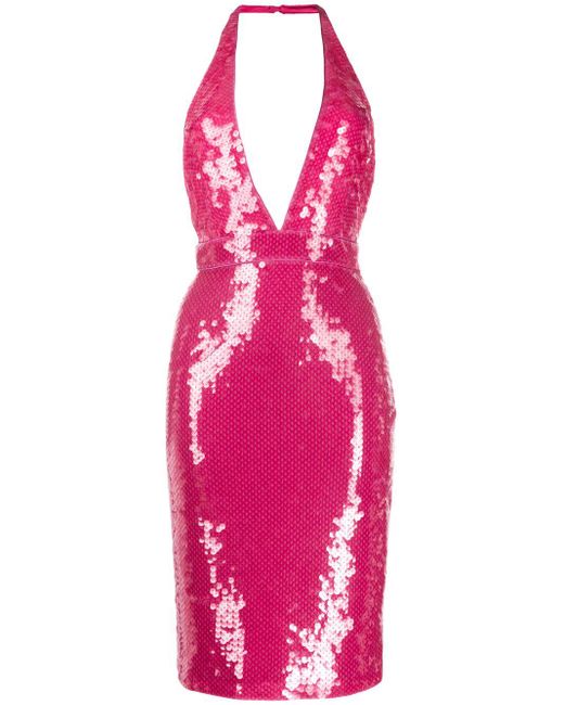 Tom Ford Pink Sequin Halter-neck Dress
