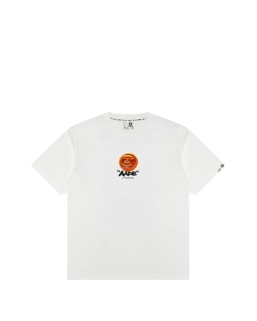 Aape By A Bathing Ape White T-Shirt À Imprimé Graphique for men