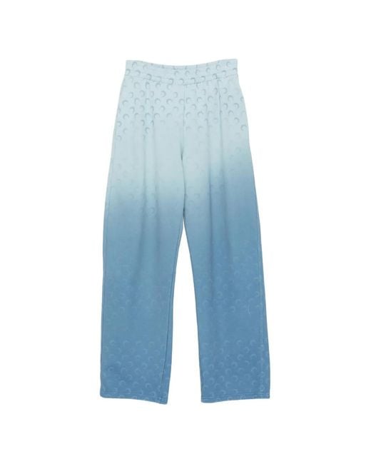 MARINE SERRE Blue Faded-Moon Fleece Track Pants
