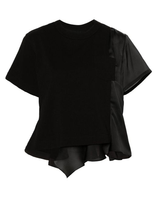 Sacai Black T-Shirt im Deconstructed-Look