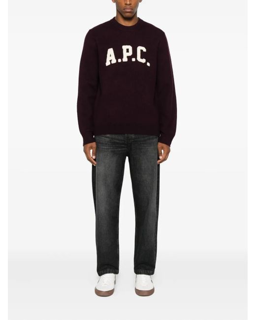 A.P.C. Blue Jay Varsity-Logo Crew-Neck Sweater for men