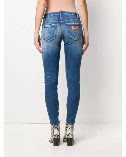 DSquared² Blue Distressed Skinny Jeans