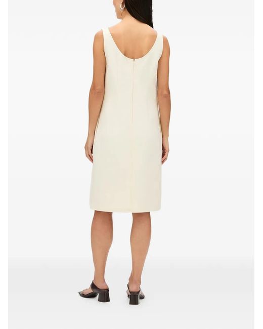 Another Tomorrow White Double-Face Sheath Midi Dress