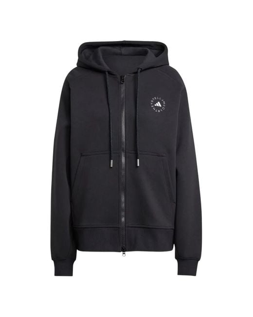 Adidas Black Logo-Print Zip-Up Hoodie