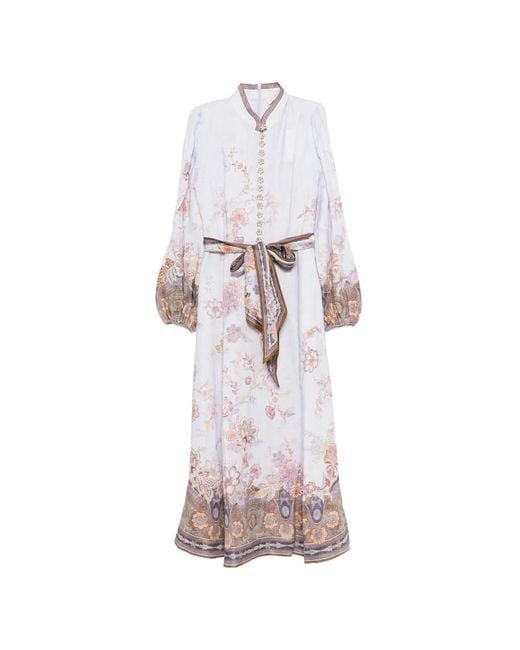Zimmermann White Luna Linen Midi Dress