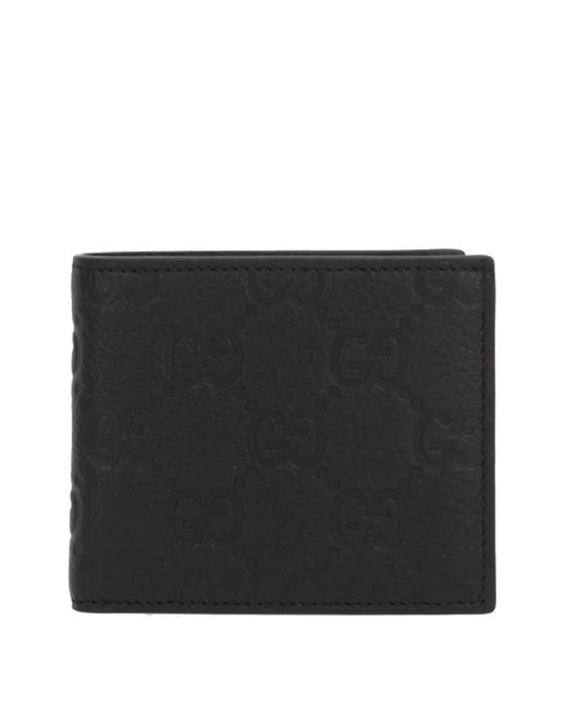 Gucci Black Imprint Bi-Fold Wallet, Leather for men
