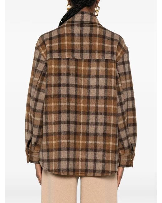 Marc O' Polo Brown Check-Pattern Overshirt