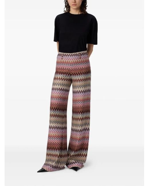 Missoni Red Chevron-Pattern Trousers