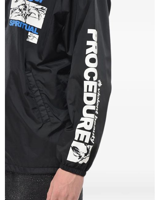 SAINT Mxxxxxx Gray Graphic-Print Logo-Print Jacket