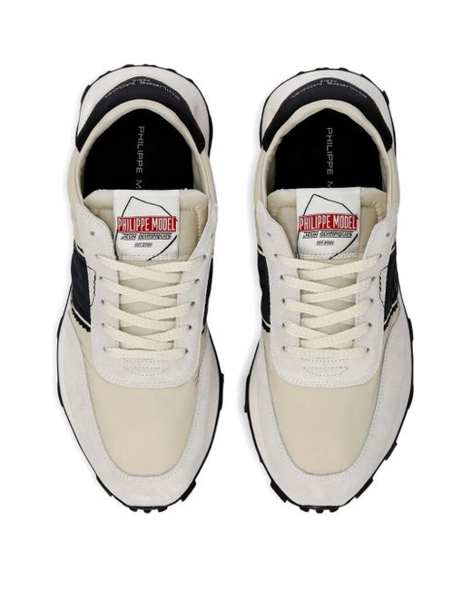 Philippe Model White Suede-Panelled Sneakers for men