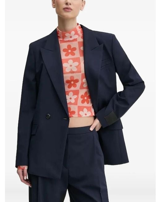 HUGO Blue Double-Breasted Suit Jacket