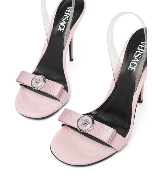 Versace White Gianni Ribbon 110mm Slingback Sandals