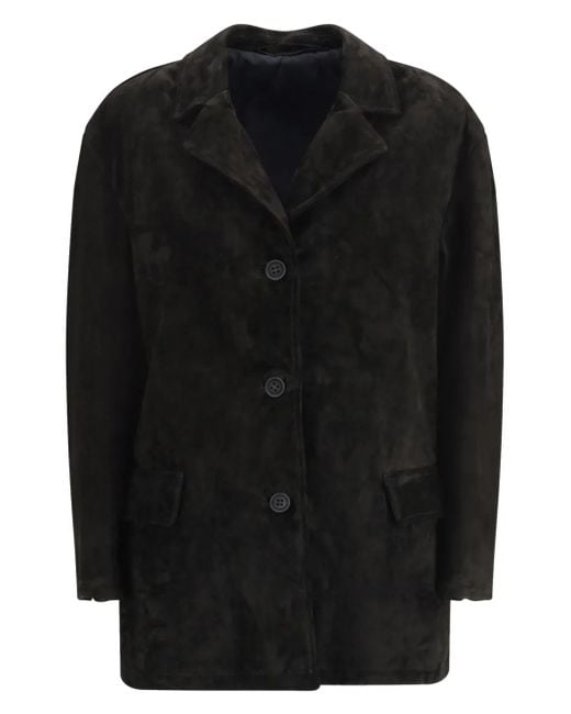 Salvatore Santoro Black Lederjacke mit Knopfverschluss