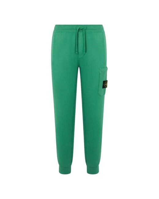 Stone Island Green Logo-Patch Track Pants for men