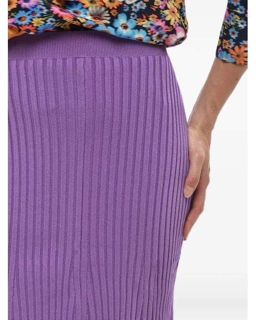 Stella McCartney Purple Elasticated Rib-Knit Midi Skirt