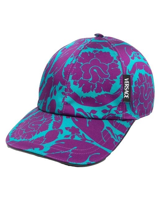 Versace Blue 'Barocco Silhoutte' Baseball Cap for men