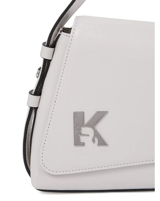 Karl Lagerfeld White Geo Leather Shoulder Bag