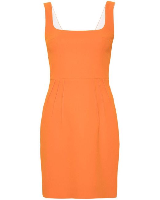 Emilia Wickstead Orange Crepe Square-neck Dress - Women's - Polyester/elastane