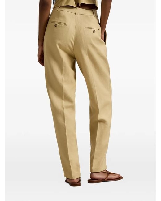 Polo Ralph Lauren Natural Hemp Pleated Tapered Trousers