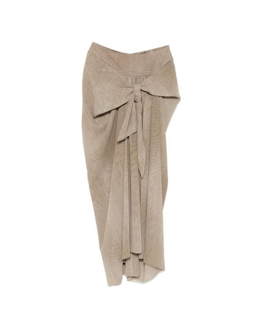 Ermanno Scervino Natural Knotted Draped Maxi Skirt