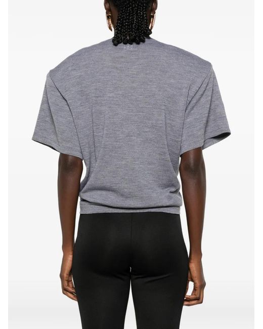 Magda Butrym Gray Knotted Cropped T-Shirt
