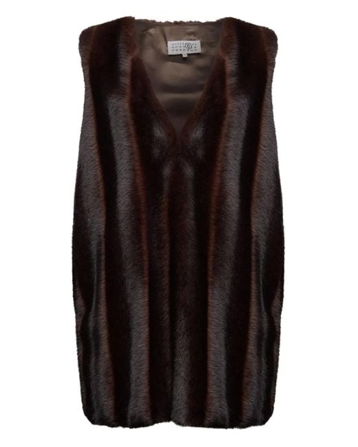 MM6 by Maison Margiela Black Faux-Fur Mini Dress