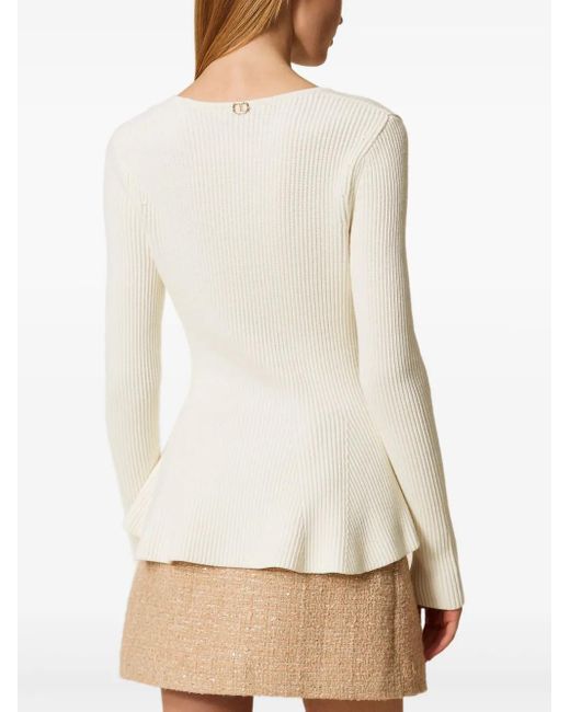 Twinset Geribbelde Sweater in het White