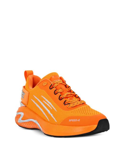 Philipp Plein Orange Logo-Embellished Sneakers