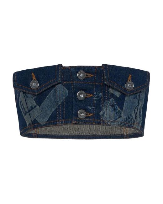 Jean Paul Gaultier Blue Trompe L'Oeil Printed Top