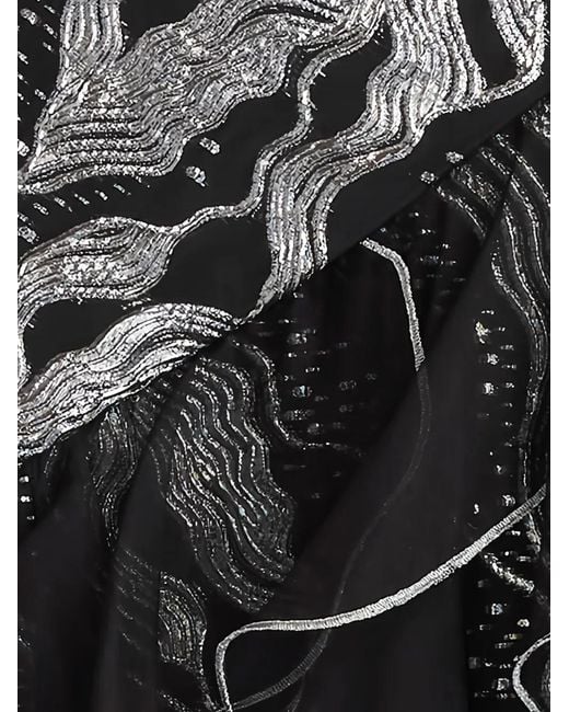 Tadashi Shoji Black Ruffled Metallic-Effect Maxi Dress