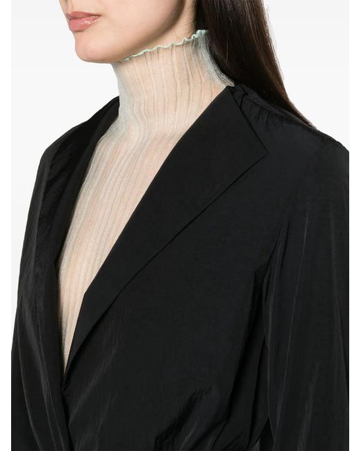 Fabiana Filippi Black Open-Front Crinkled Parka Coat