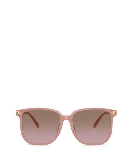COACH Pink Logo-Detail Square-Frame Sunglasses