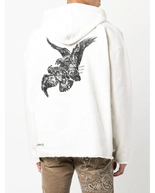 Purple Brand White Beach Graphic Print Hoodie for men